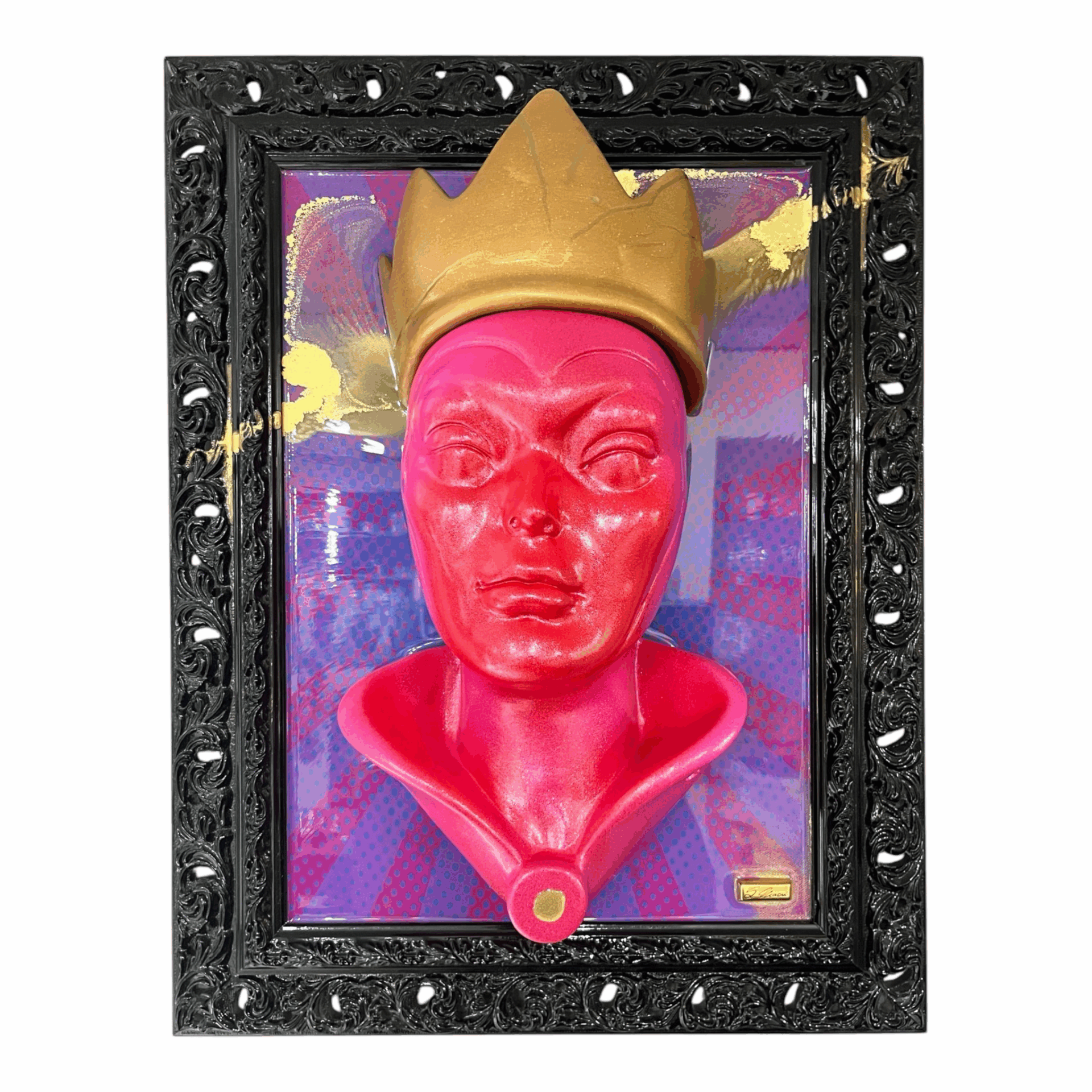 Quadro scultura testa pop rosa Strega Biancaneve - Gli unici Macri