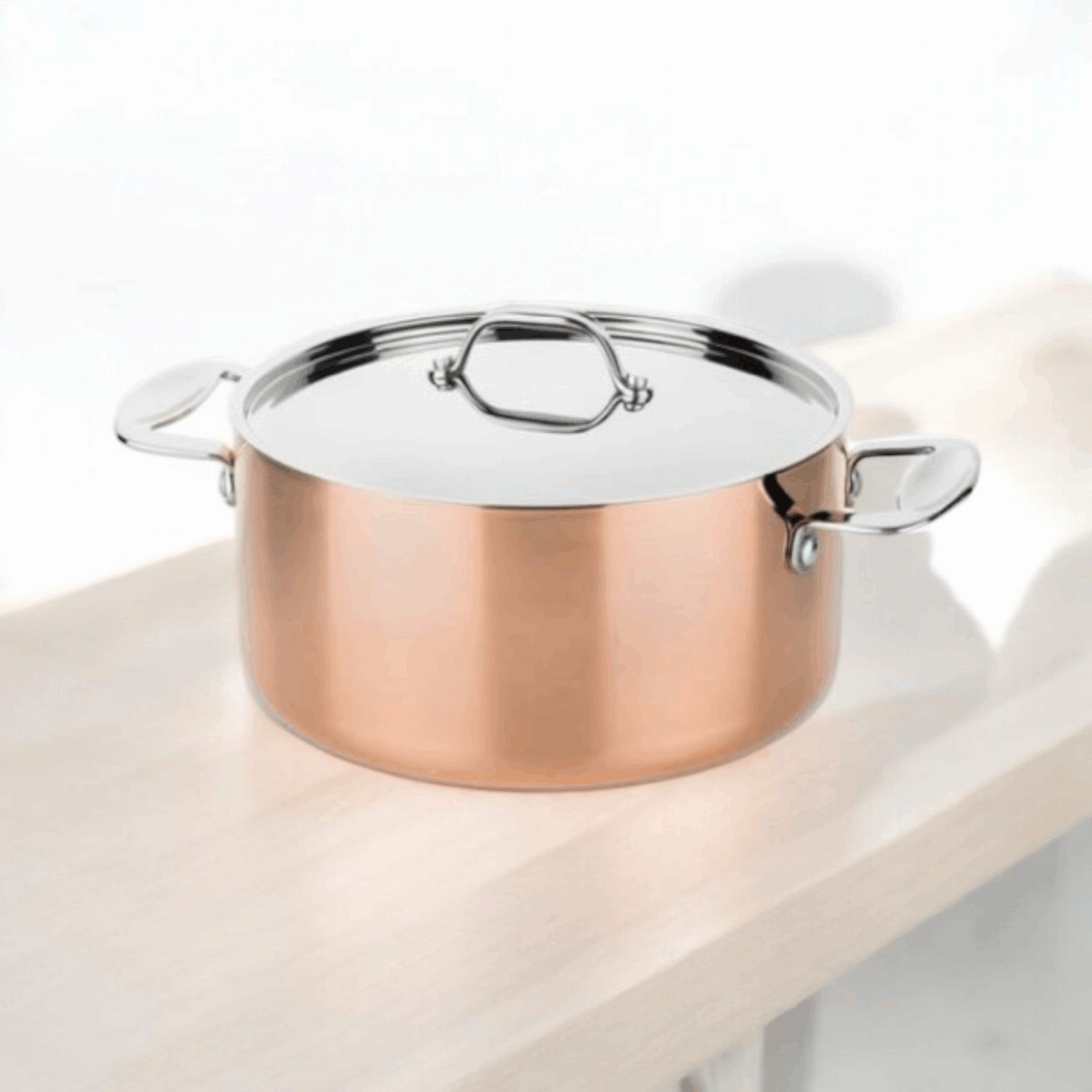 Casseruola 2 manici con coperchio + misure - Toscana Rame per induzione Mepra