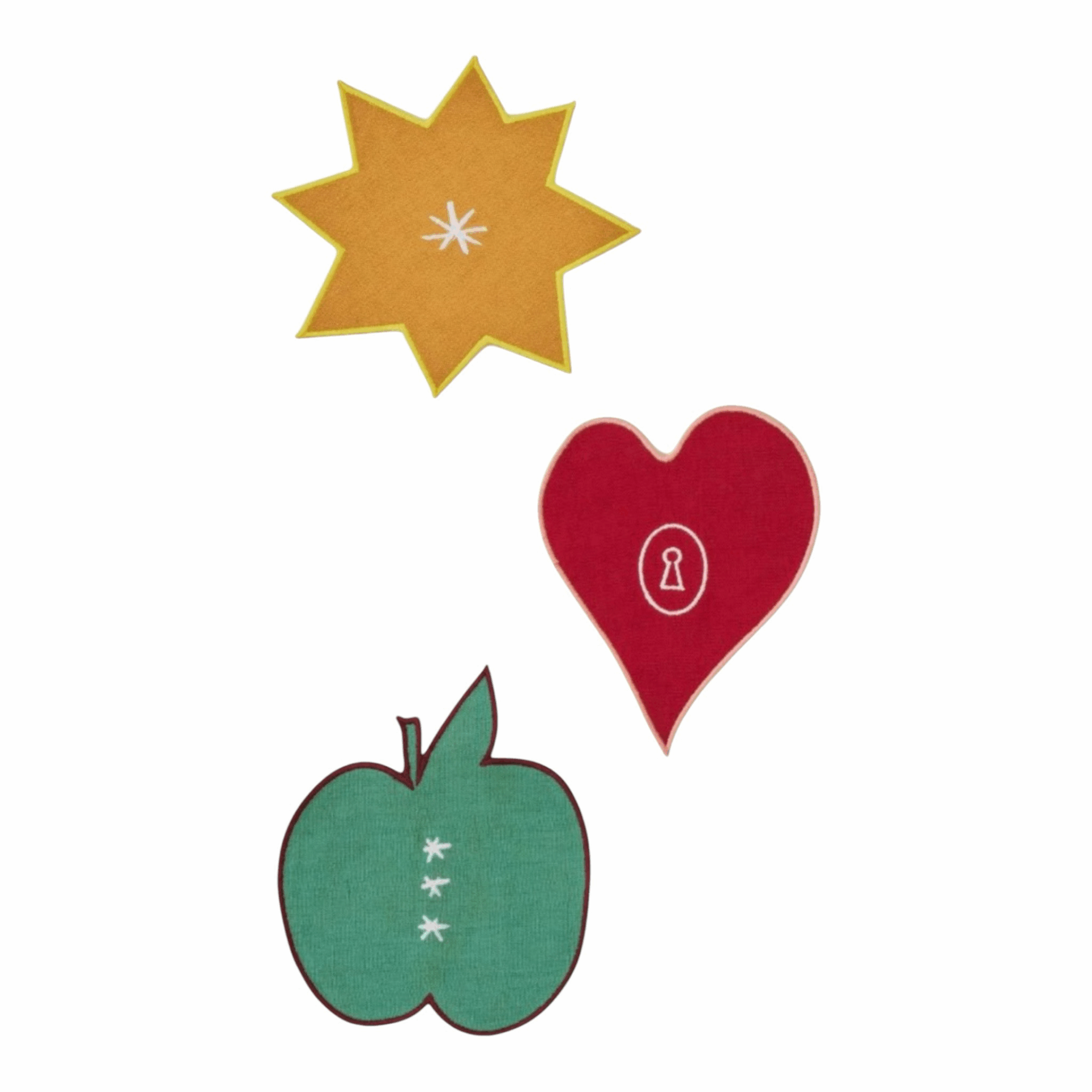 Sottobicchiere lino e cotone + fantasie Bitossi Il frutto della passione - stella - cuore - mela