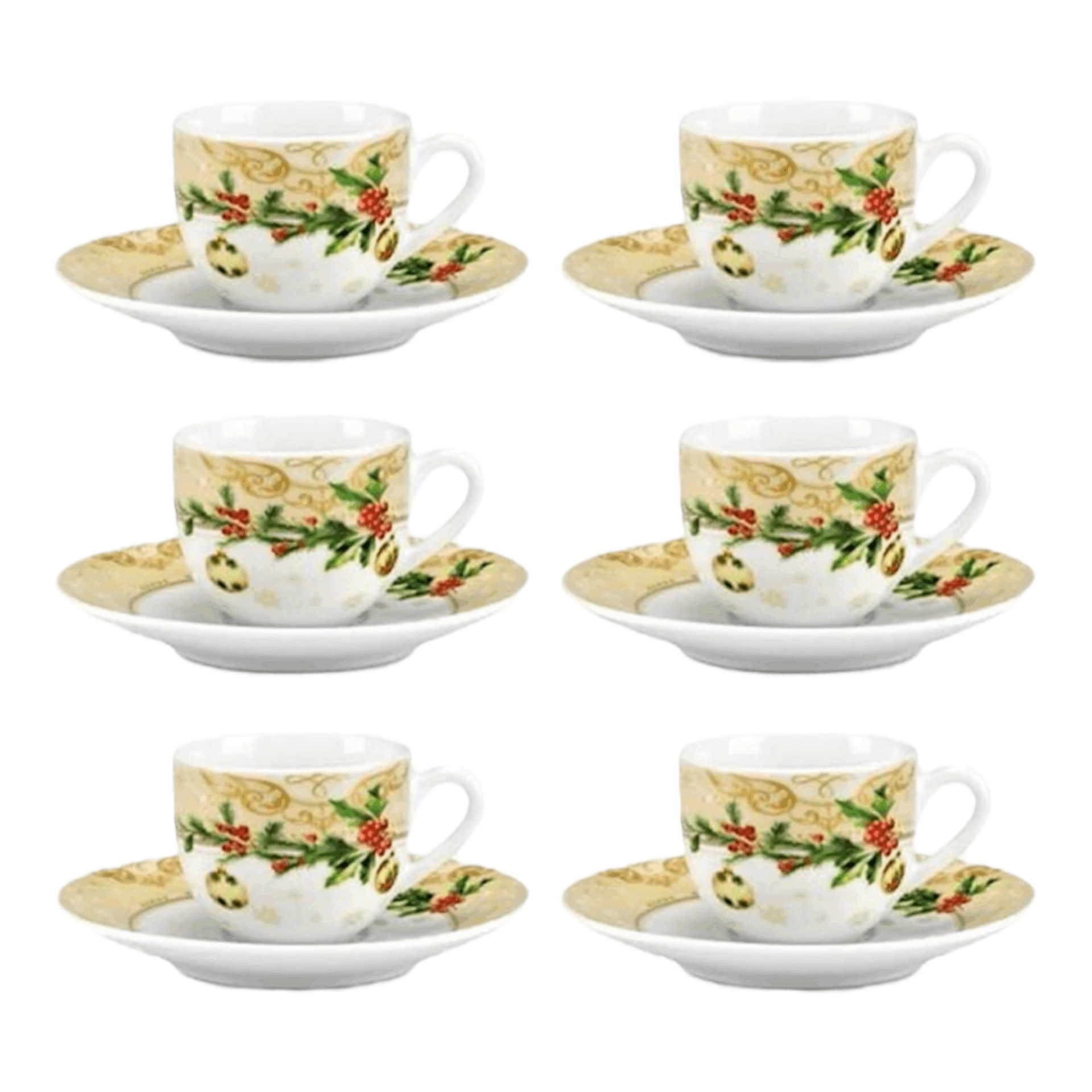 Set 6 tazze caffe con piattino - Agrifoglio Fade