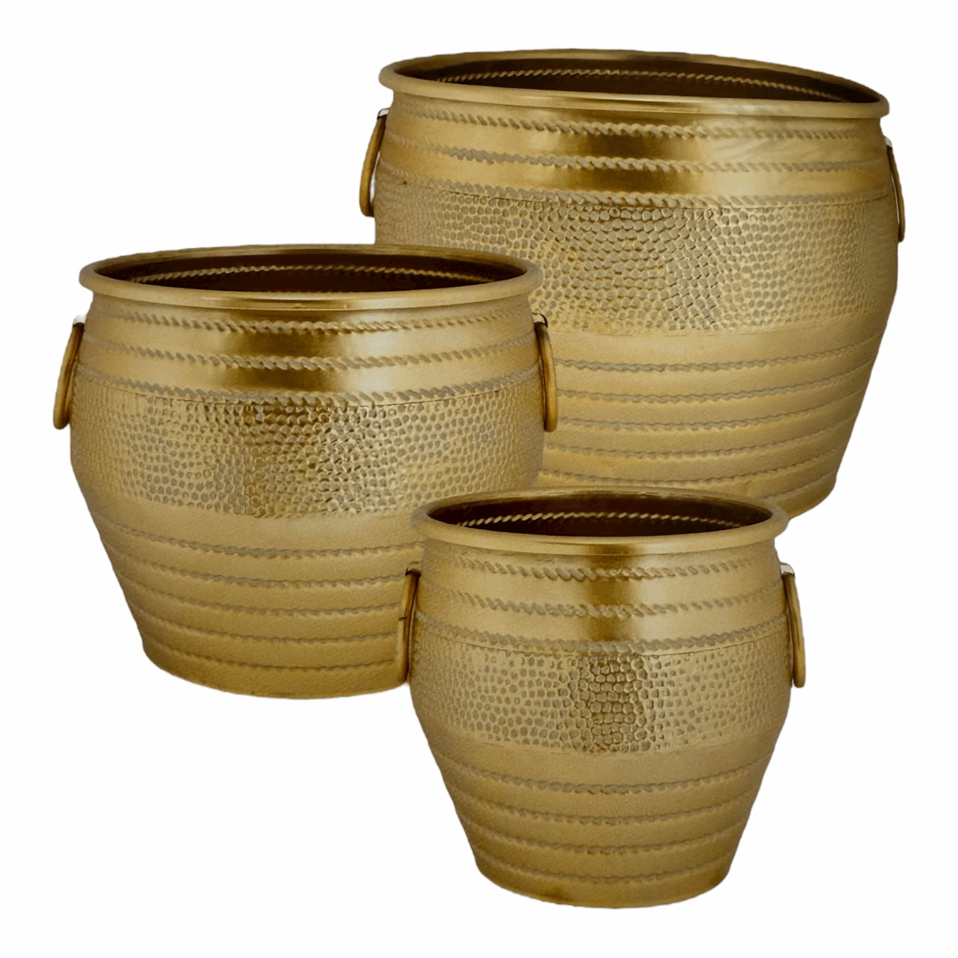 Nives - Set 3 Cachepot metallo oro chiaro
