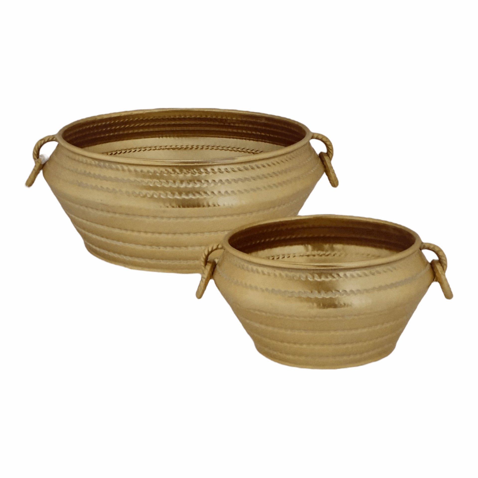 Nives - set 2 Cachepot metallo oro chiaro