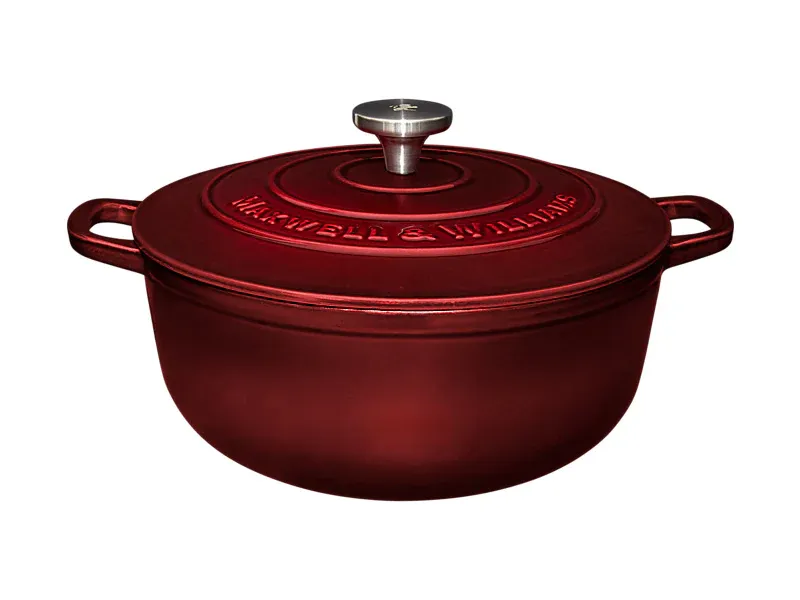Cast Iron casseruola rotonda rossa + misure - Maxwell & Williams