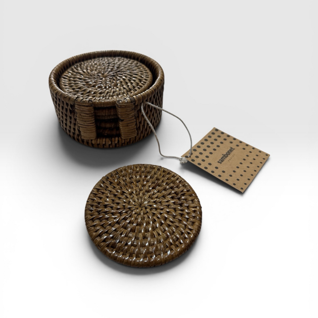 Set 6 sottobicchieri con contenitore - Radici Rattan Sambonet
