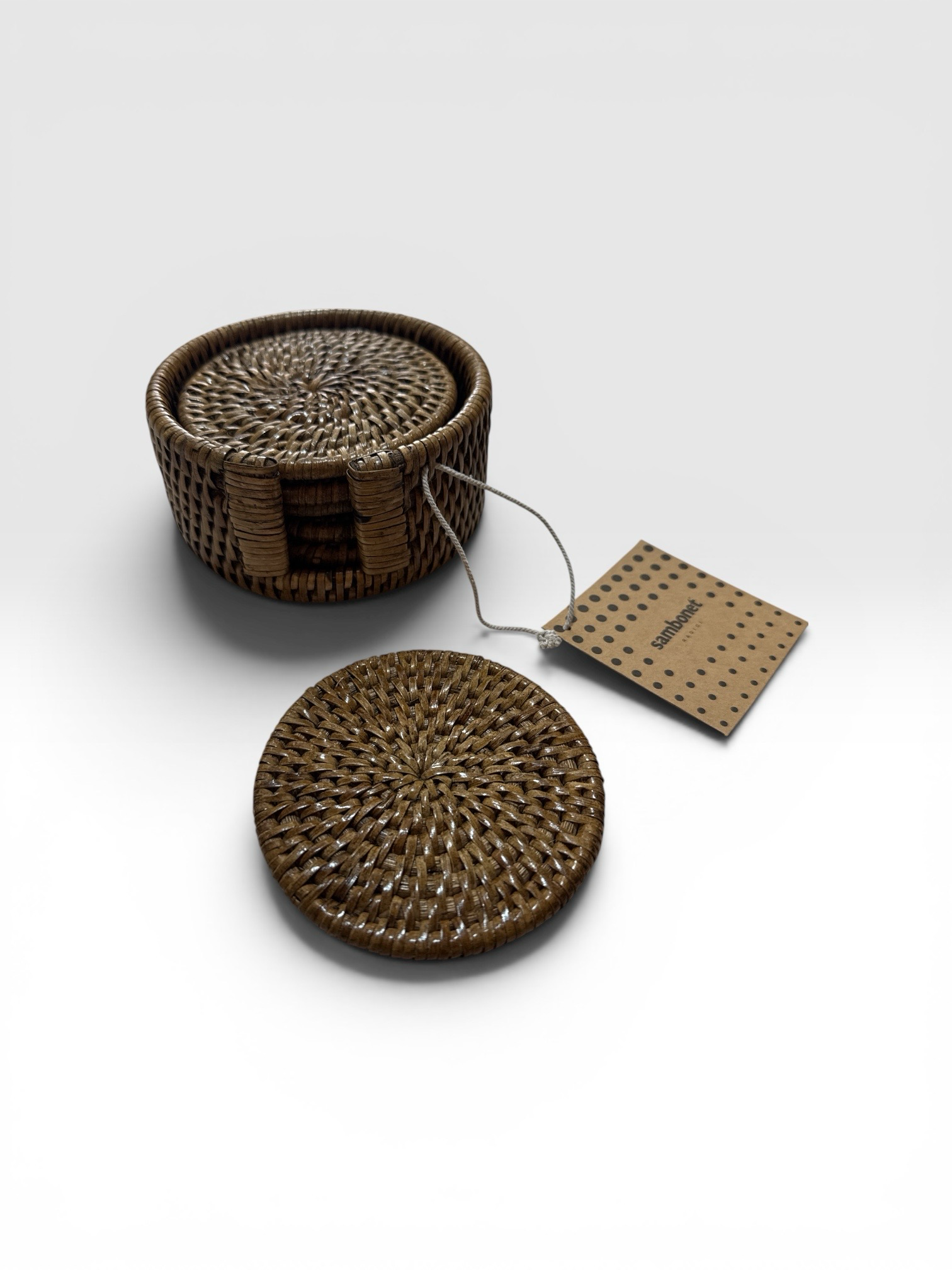 Set 6 sottobicchieri con contenitore - Radici Rattan Sambonet